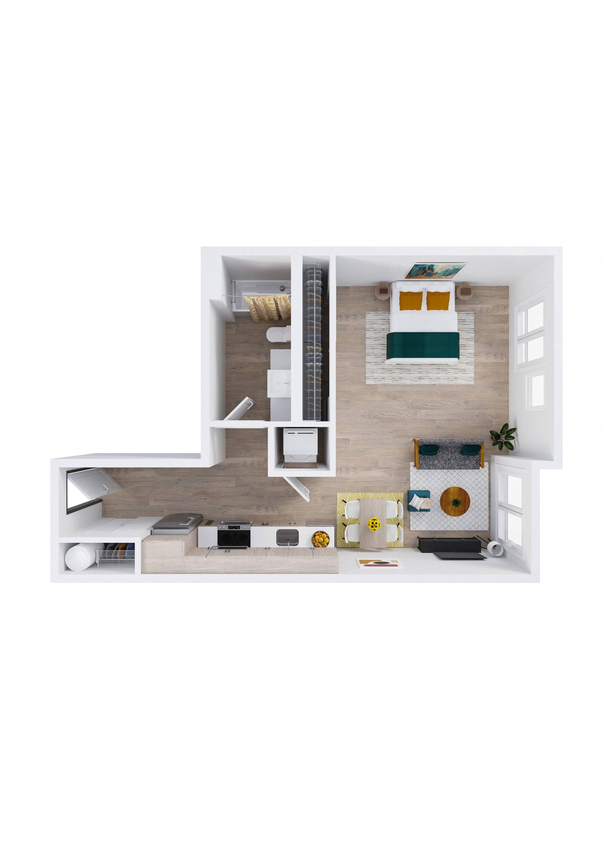 Zinnia Apartments in Shoreline, Washington A5 MFTE Floor Plan